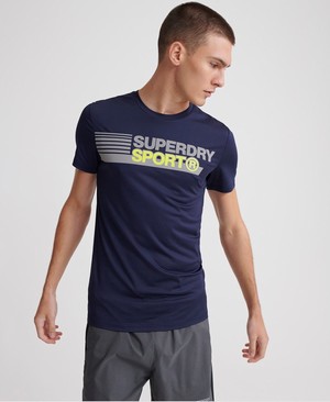 Superdry Active Tight Graphic Férfi Pólók Sötétkék | VSTJL1807